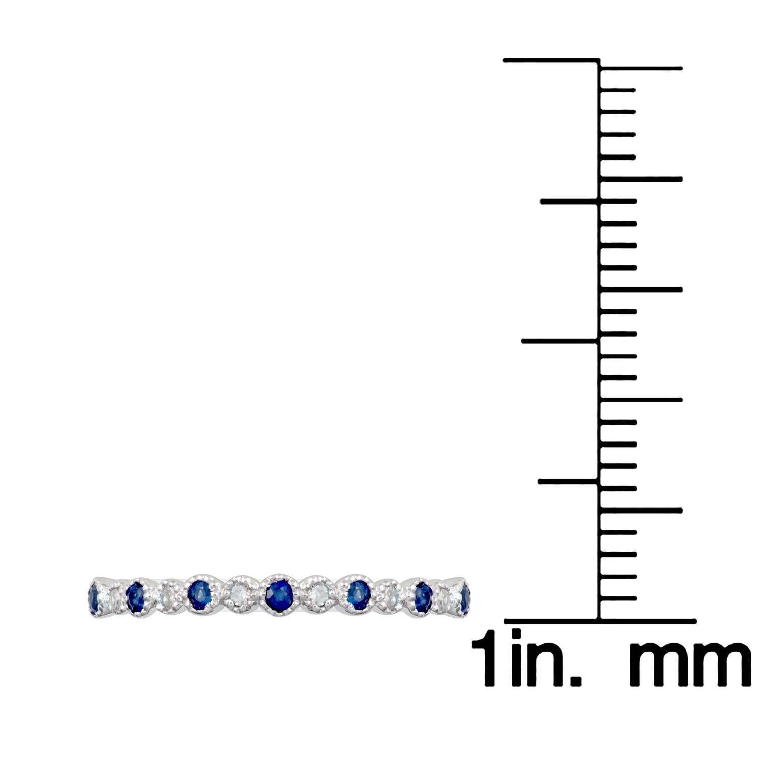 10k White Gold Genuine Sapphire and Diamond Petite Stackable Band