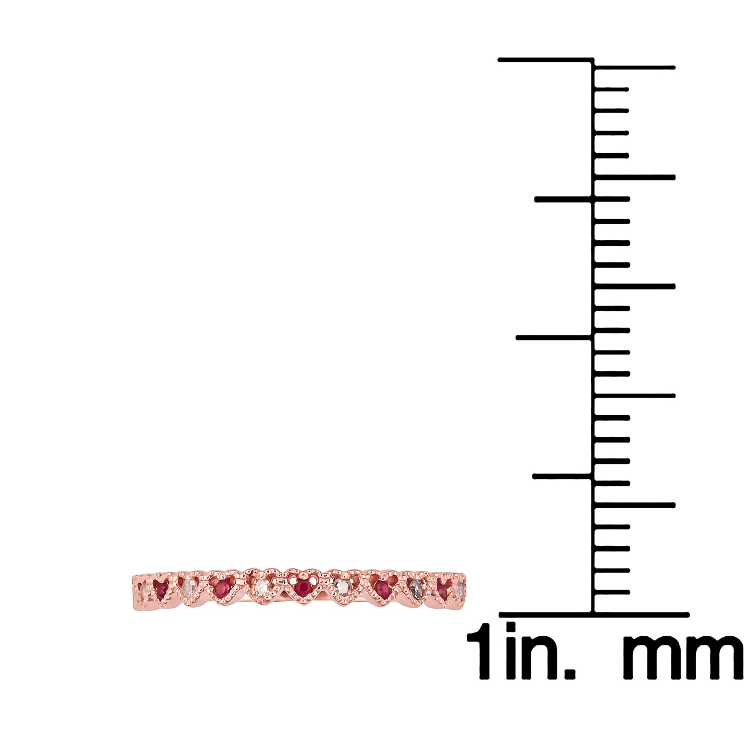 10k Rose Gold Genuine Ruby and Diamond Petite Heart Stackable Band
