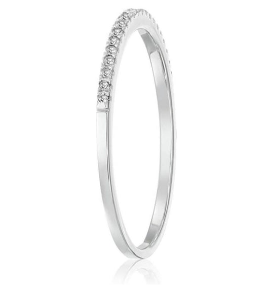 10k White Gold Thin Diamond Wedding Band (1/7 cttw, H-I Color, I1-I2 Clarity)