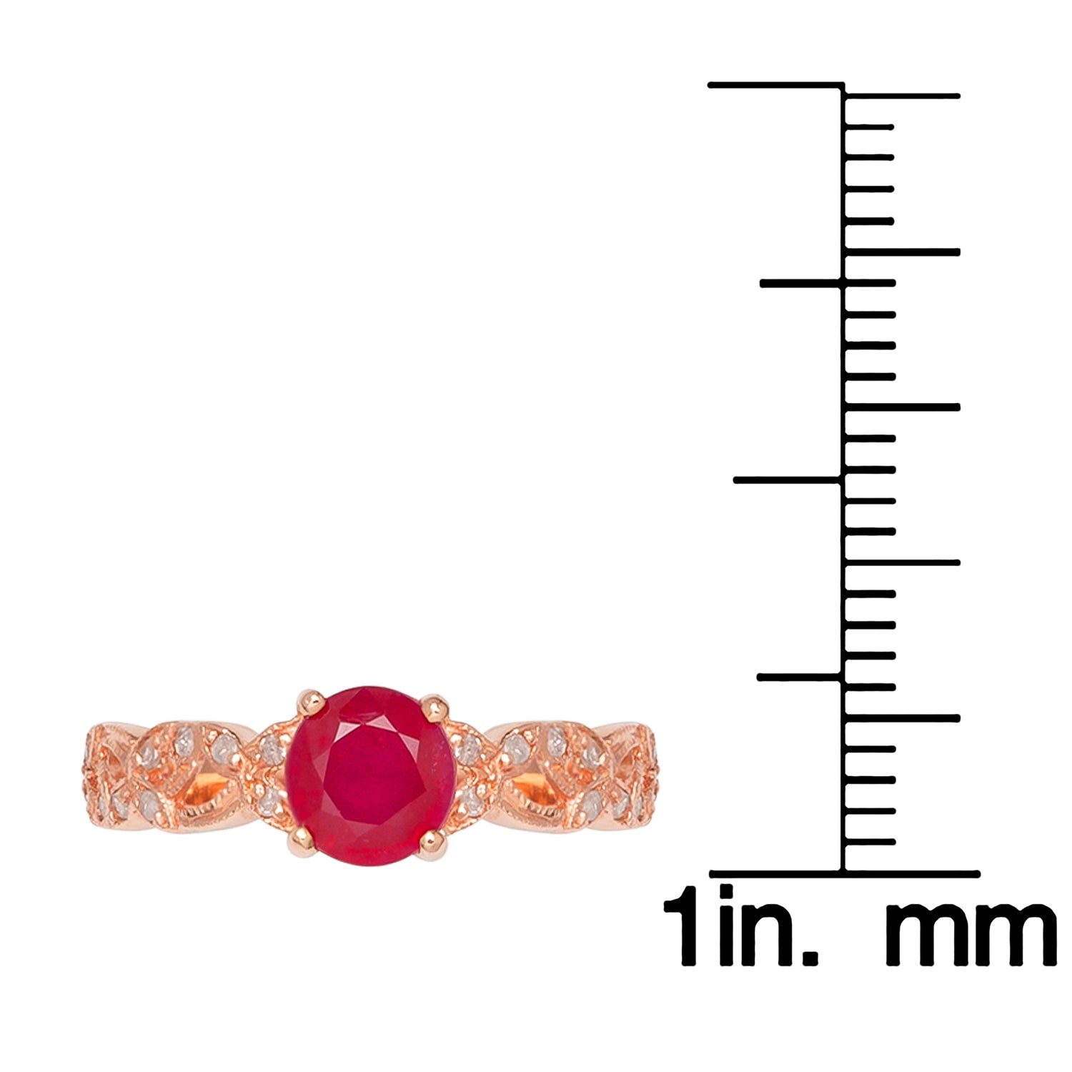 10k Rose Gold Vintage Style Genuine Round Ruby and Diamond Filigree Ring