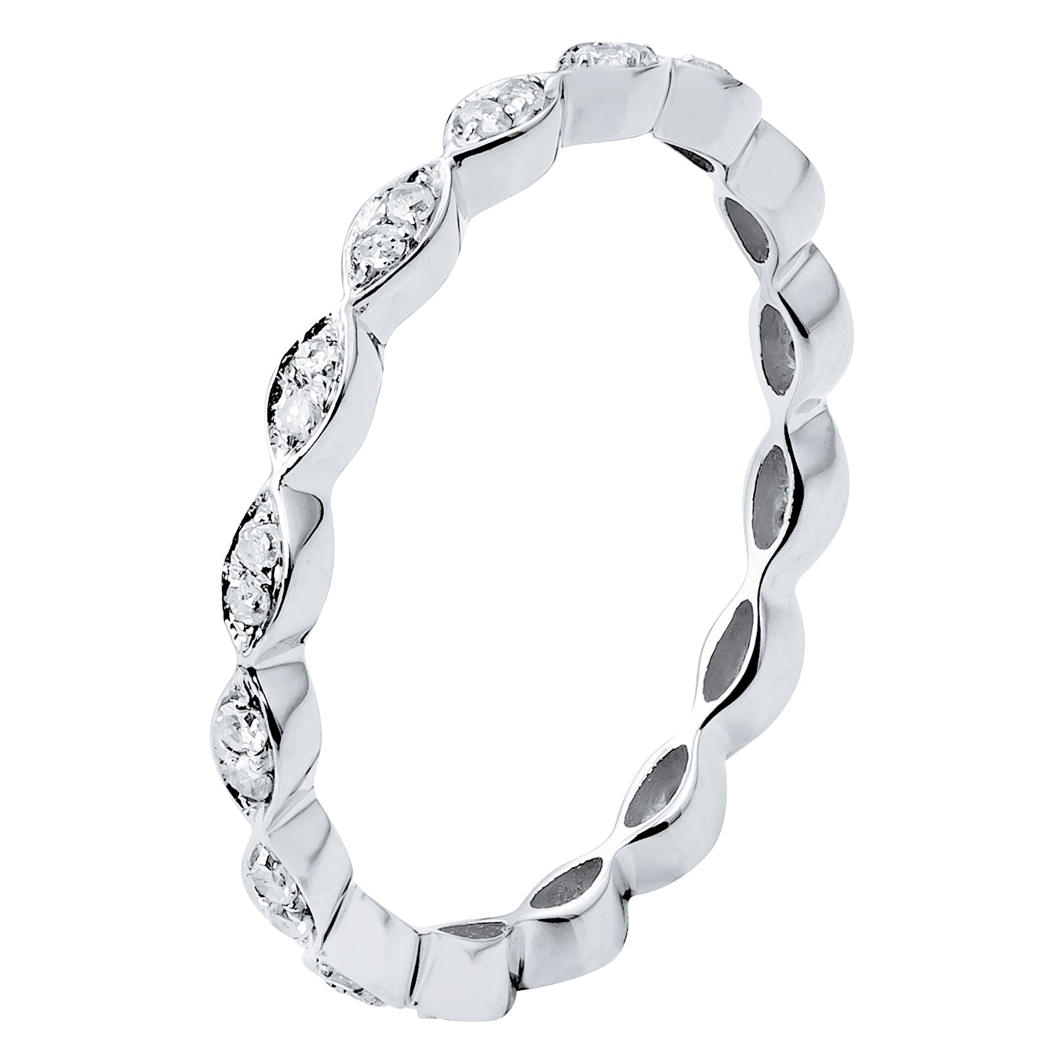 10k White Gold Stackable Eternity Diamond Wedding Band (1/4 cttw, H-I Color, I1-I2 Clarity)