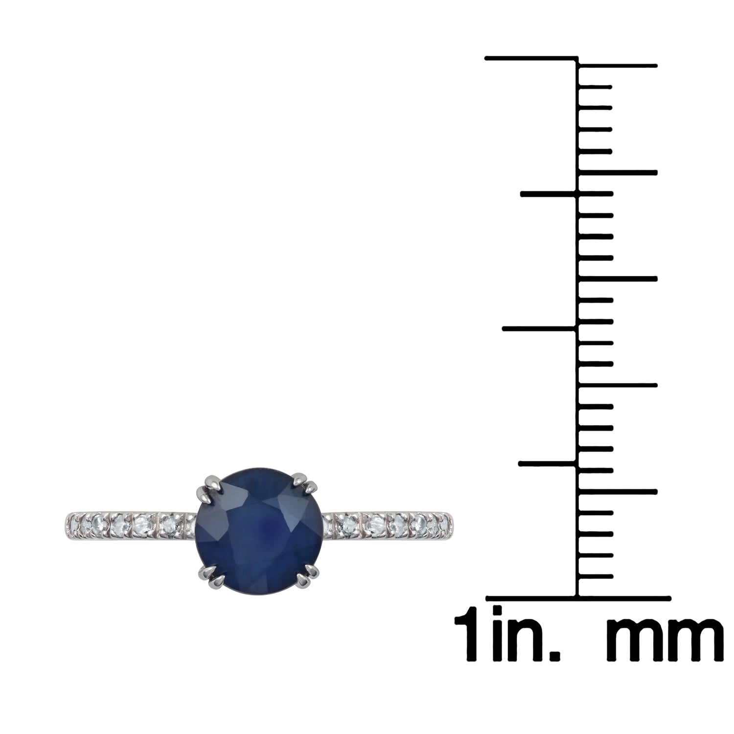 10k White Gold Genuine Round Sapphire and Diamond Ring
