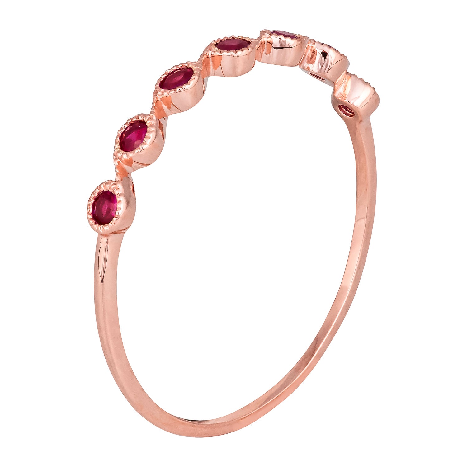 10k Rose Gold Genuine Round Ruby Stackable Band