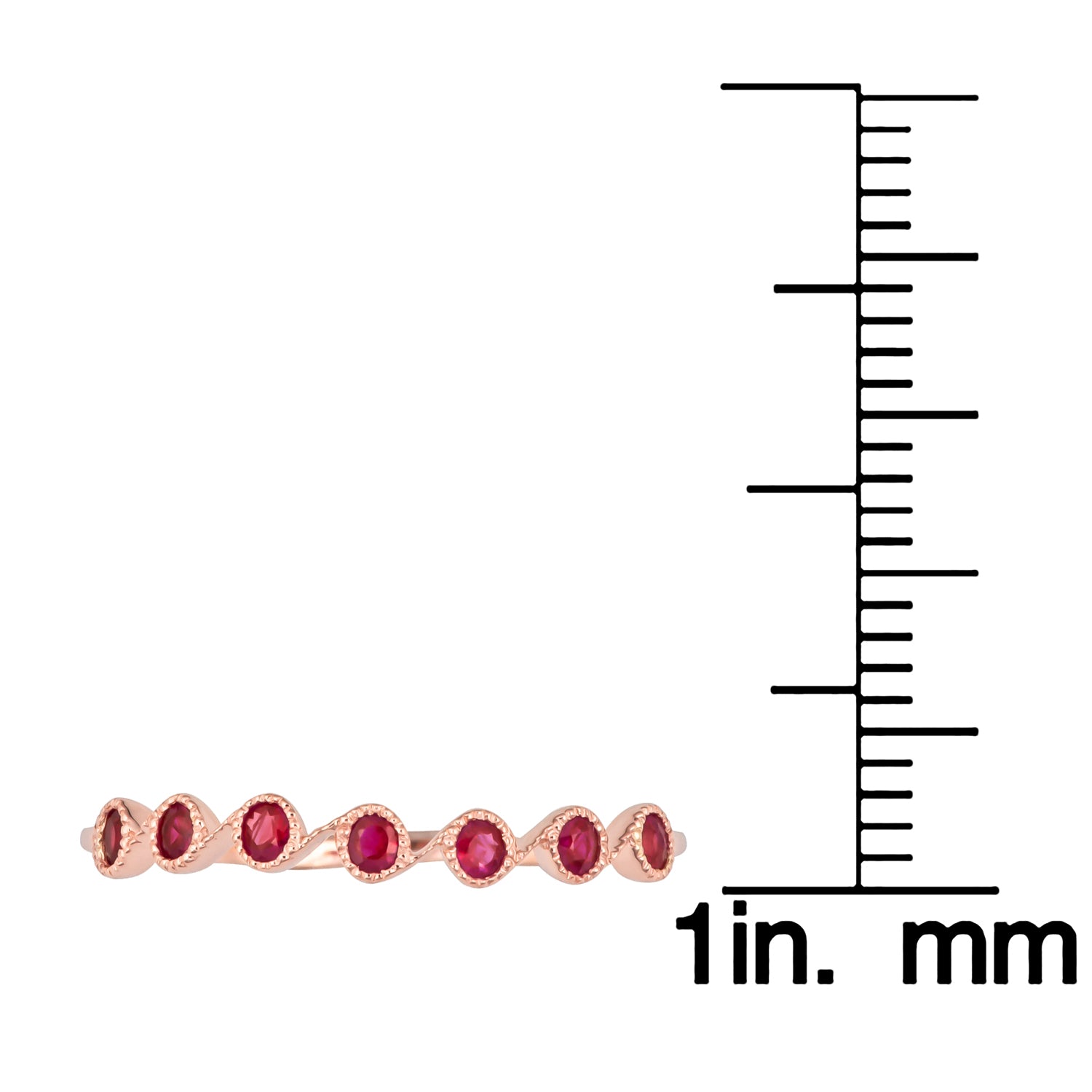 10k Rose Gold Genuine Round Ruby Stackable Band