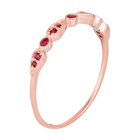 10k Rose Gold Genuine Round Ruby Stackable Band