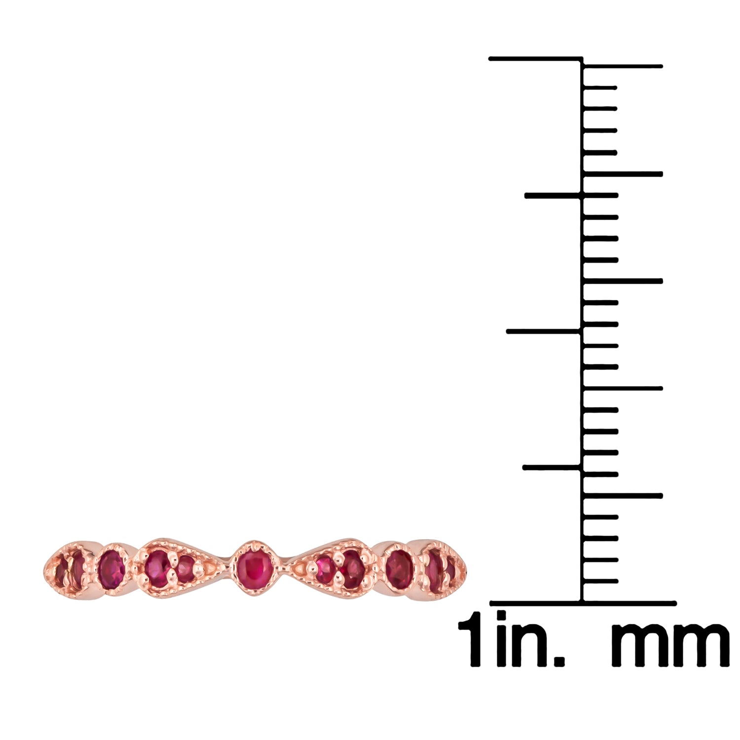 10k Rose Gold Genuine Round Ruby Stackable Band