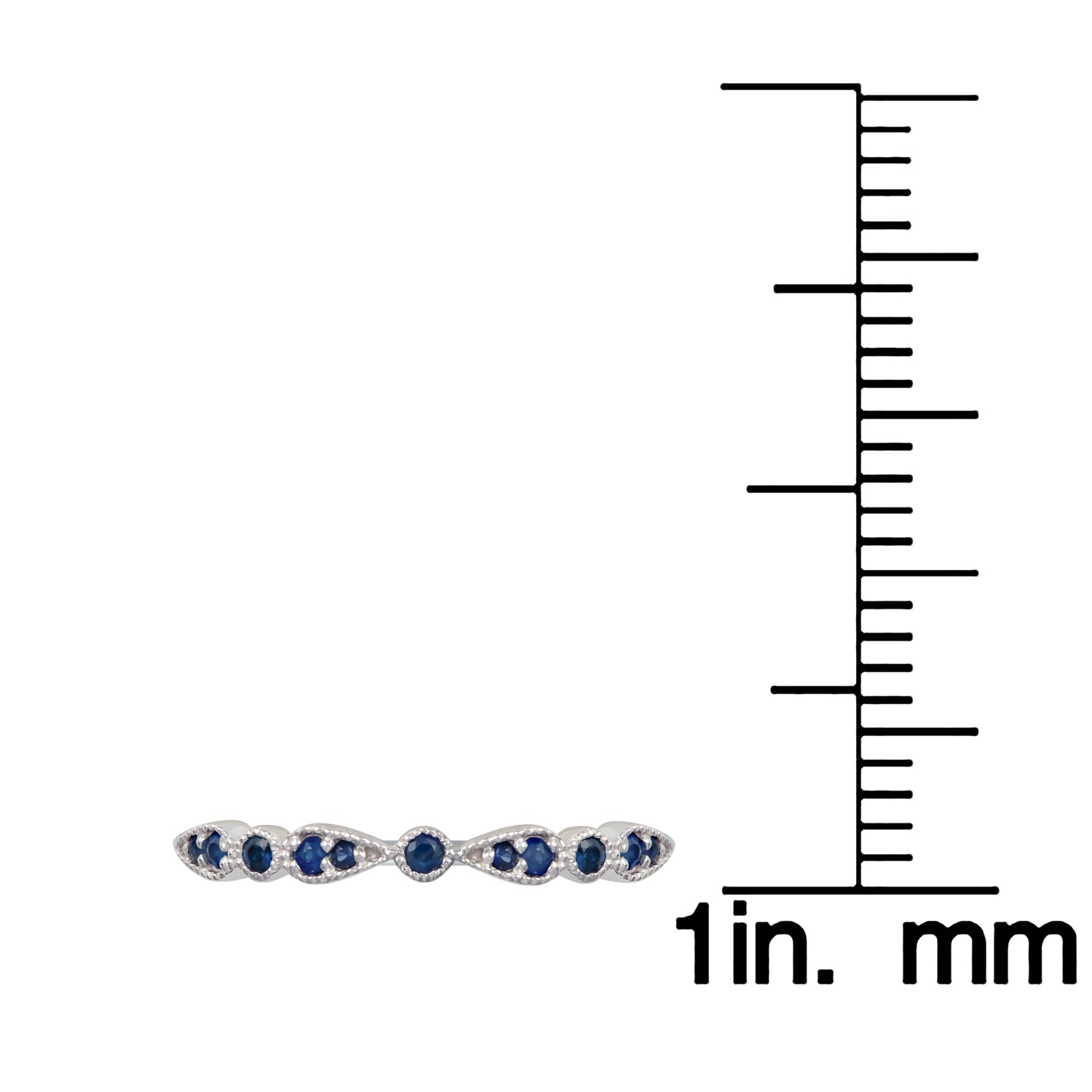 10k White Gold Genuine Round Sapphire Stackable Band