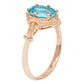 10k Yellow Gold Vintage Style Genuine Oval Blue Topaz and Diamond Halo Ring