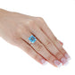 10k White Gold Emerald-Cut Blue Topaz and Diamond Accent Ring