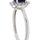 10k White Gold Oval Blue Sapphire and Halo Diamond Ring