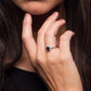 10k White Gold Oval Blue Sapphire and Halo Diamond Ring