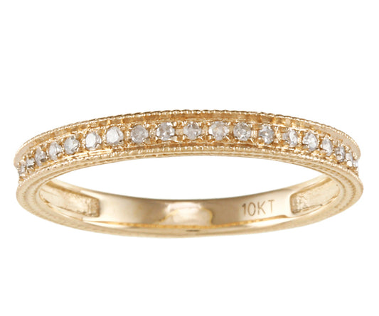 10k Yellow Gold Vintage Style Diamond Wedding Anniversary Band (1/7 cttw, H-I Color, I1-I2 Clarity)