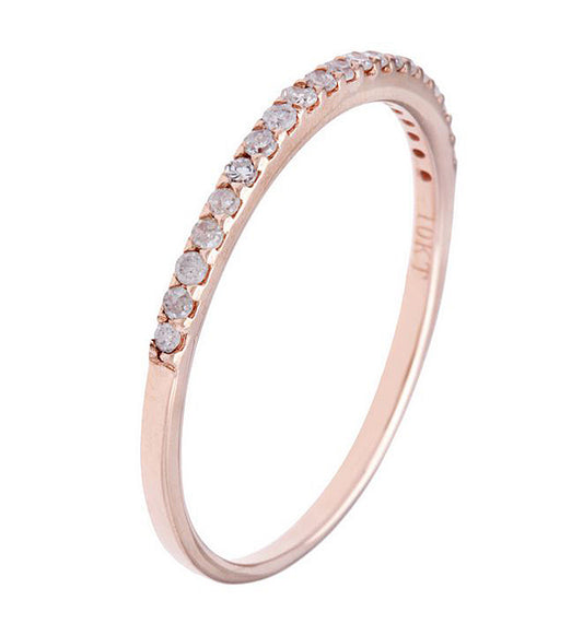 10k Rose Gold Thin Diamond Wedding Band (1/7 cttw, H-I Color, I1-I2 Clarity)