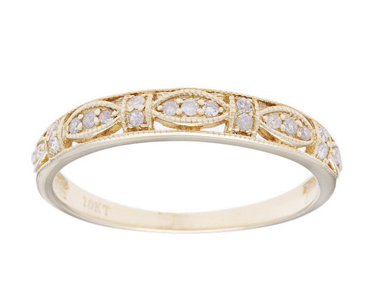 10k Yellow Gold Vintage Style Diamond Anniversary Ring (1/6 cttw, H-I Color, I1-I2 Clarity)