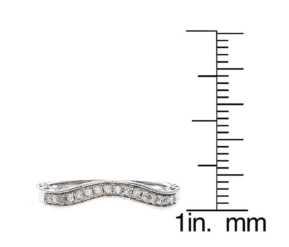 10k White Gold Curved Vintage Style Diamond Band (1/10 cttw, H-I Color, I1-I2 Clarity)