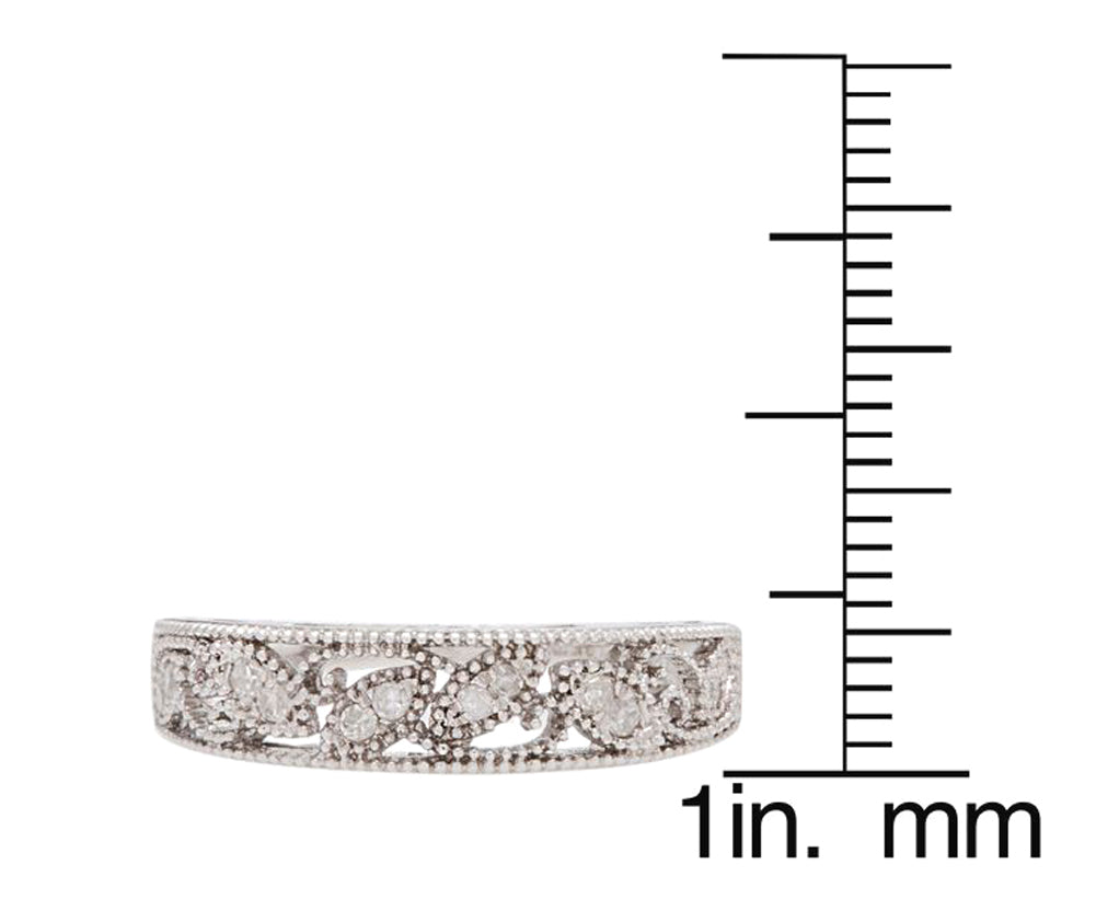 10k White Gold Vintage-Style Diamond Anniversary Band (0.08 cttw, H-I, I1-I2)