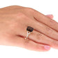 10k Yellow Gold Emerald-Shape Smoky Quartz and Diamond Ring
