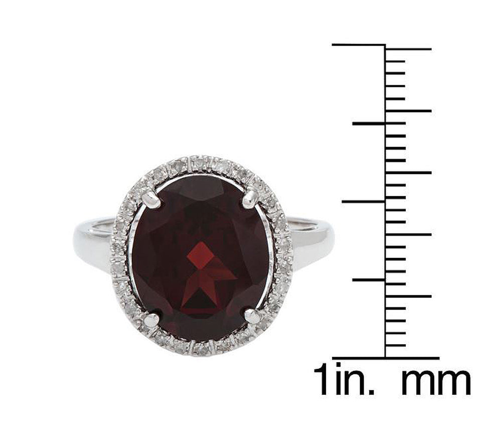 10k White Gold 4.50ct Oval Garnet and Diamond Halo Ring