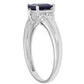 10k White Gold Square Sapphire and Diamond  Accent Ring