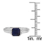 10k White Gold Square Sapphire and Diamond  Accent Ring